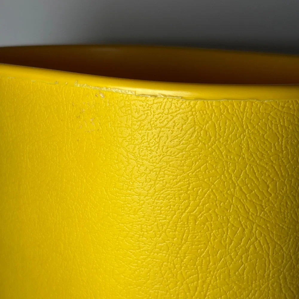 Vintage MCM Wastebasket Yellow Atomic Starburst Plastic Trash Can Retro Decor